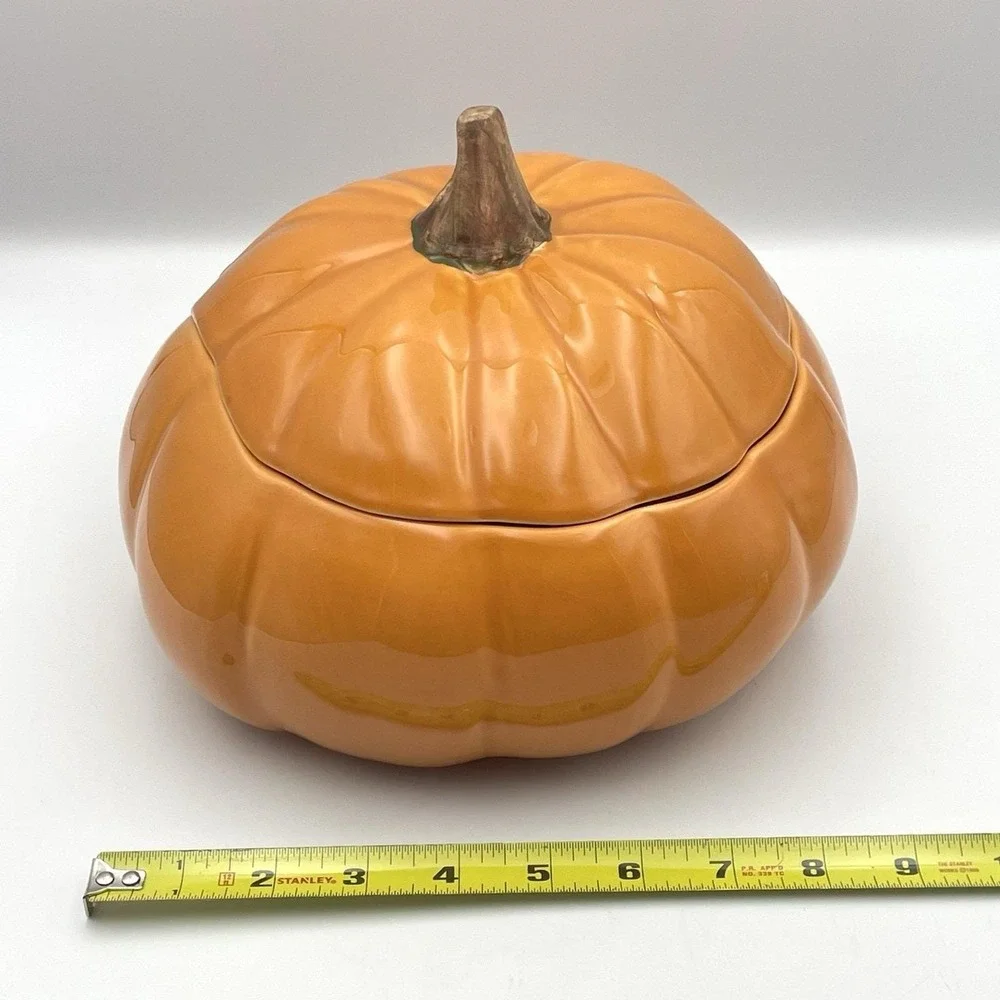 Barbara Eigen Harry & David‎ Pumpkin Covered Tureen Bowl Portugal Ceramic 9